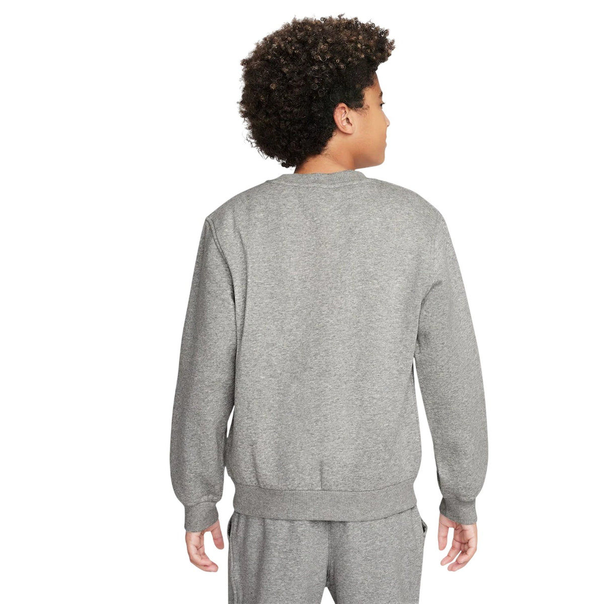 Grey - Back - Nike Childrens-Kids Club Embroidered Logo Sport Sweatshirt