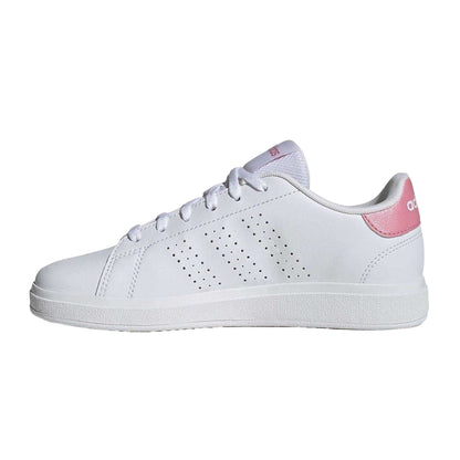 White-Pink - Side - Adidas Unisex Adult Advantage Base 2.0 Flat Trainers