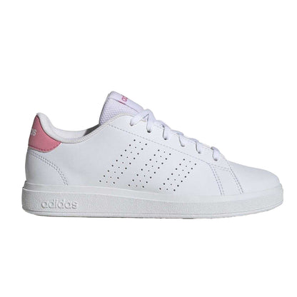 White-Pink - Front - Adidas Unisex Adult Advantage Base 2.0 Flat Trainers