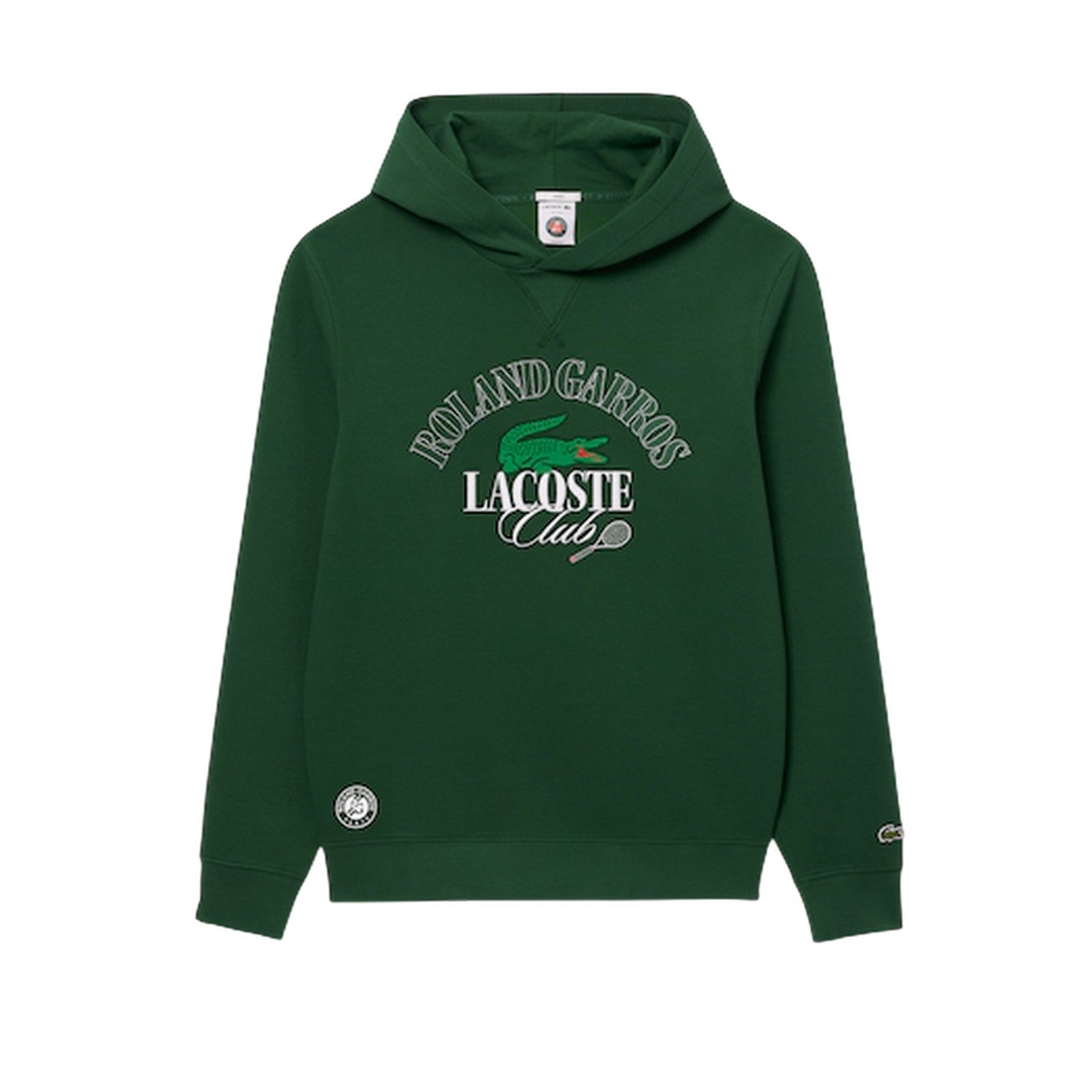 Green - Front - Lacoste Mens Roland Garros Edition Graphic Print Hoodie