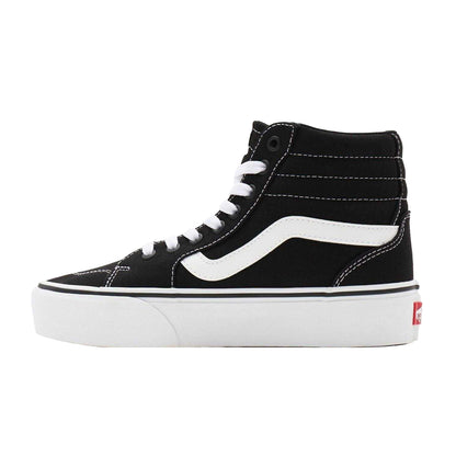 Black-White - Back - Vans Womens-Ladies Filmore Canvas Platform High Top Trainers