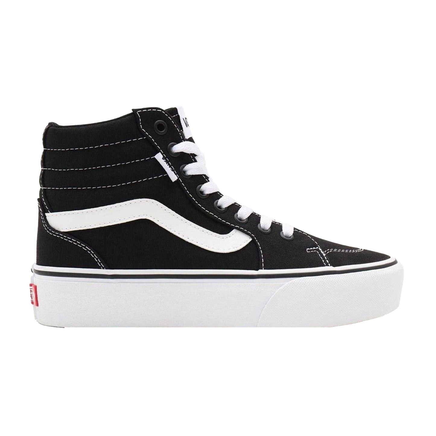Black-White - Front - Vans Womens-Ladies Filmore Canvas Platform High Top Trainers