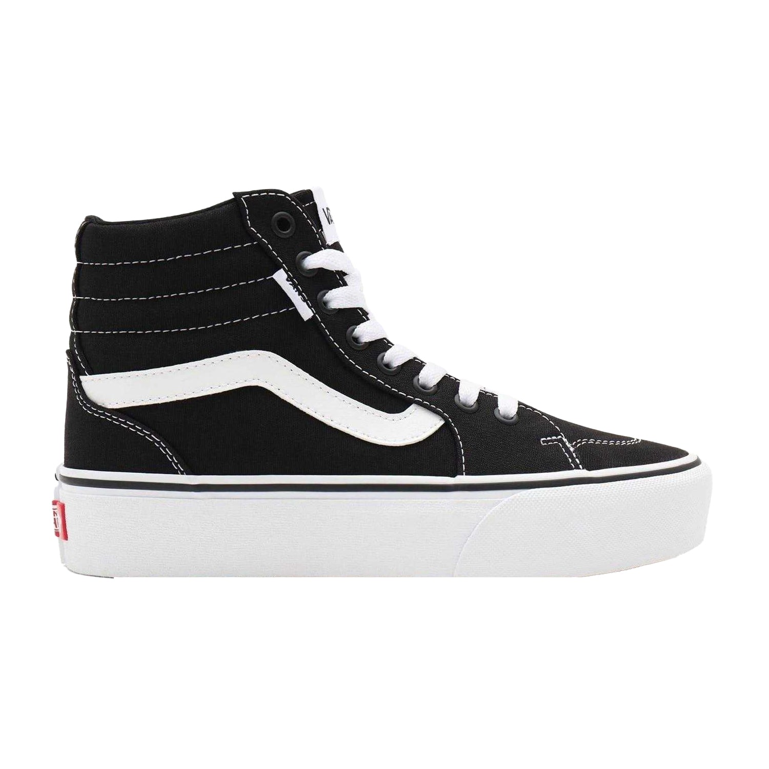 Black-White - Front - Vans Womens-Ladies Filmore Canvas Platform High Top Trainers