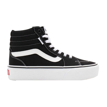 Black-White - Front - Vans Womens-Ladies Filmore Canvas Platform High Top Trainers