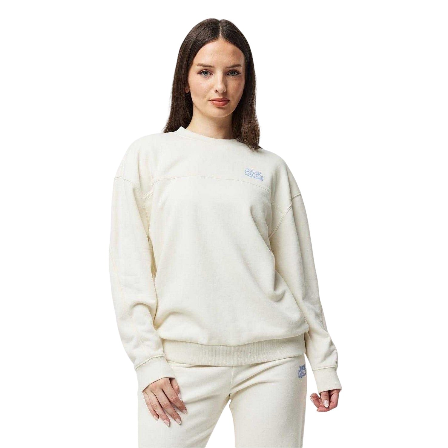 Vintage White - Side - Jack Wills Womens-Ladies Drop Shoulder Relaxed Fit Sweatshirt