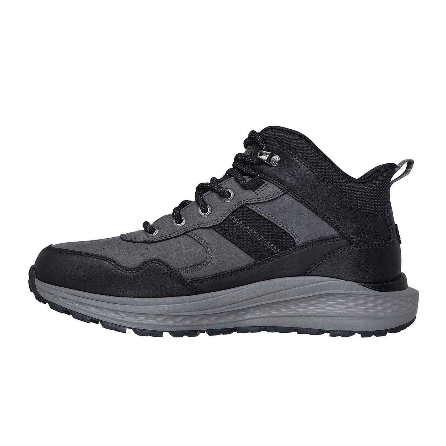 Black-Grey - Back - Skechers Mens Turner Leather Lace Up Hiking Boots
