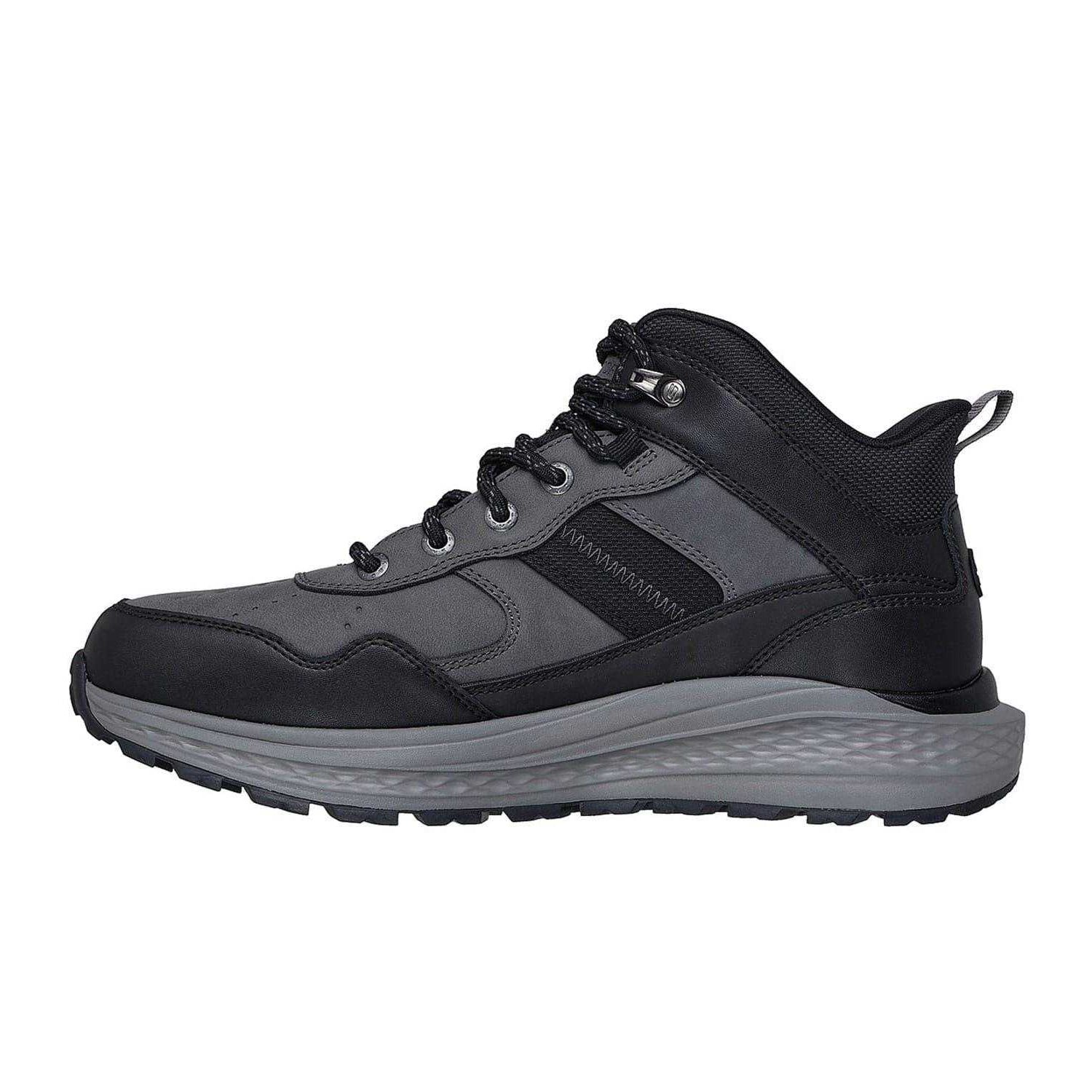 Black-Grey - Back - Skechers Mens Turner Leather Lace Up Hiking Boots