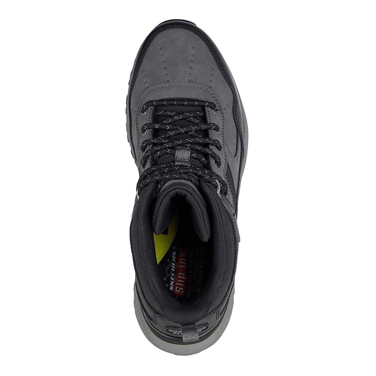 Black-Grey - Lifestyle - Skechers Mens Turner Leather Lace Up Hiking Boots