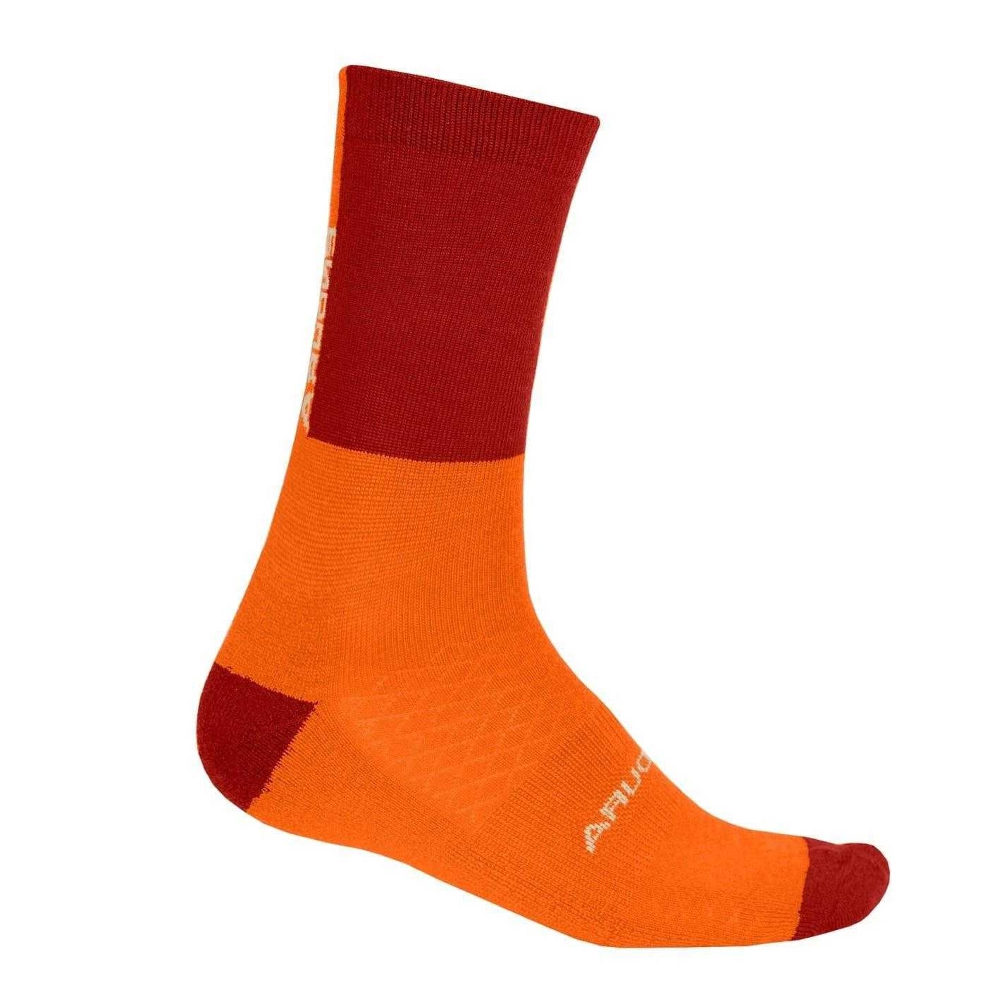 Harvest Orange - Back - Endura Womens-Ladies BaaBaa Merino Wool Cycling Socks