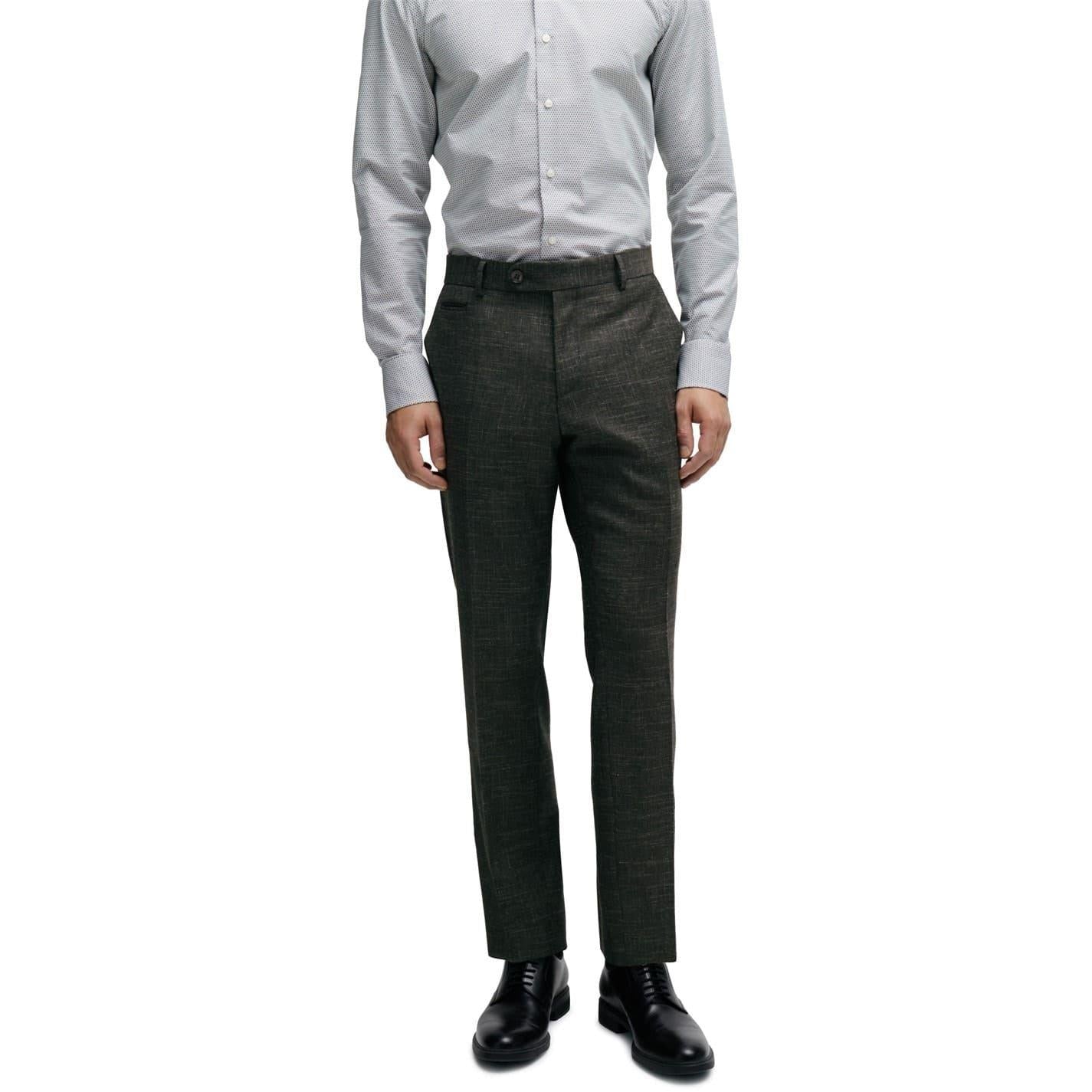 Dark Green - Front - Boss Mens H-Genius Slim Trousers