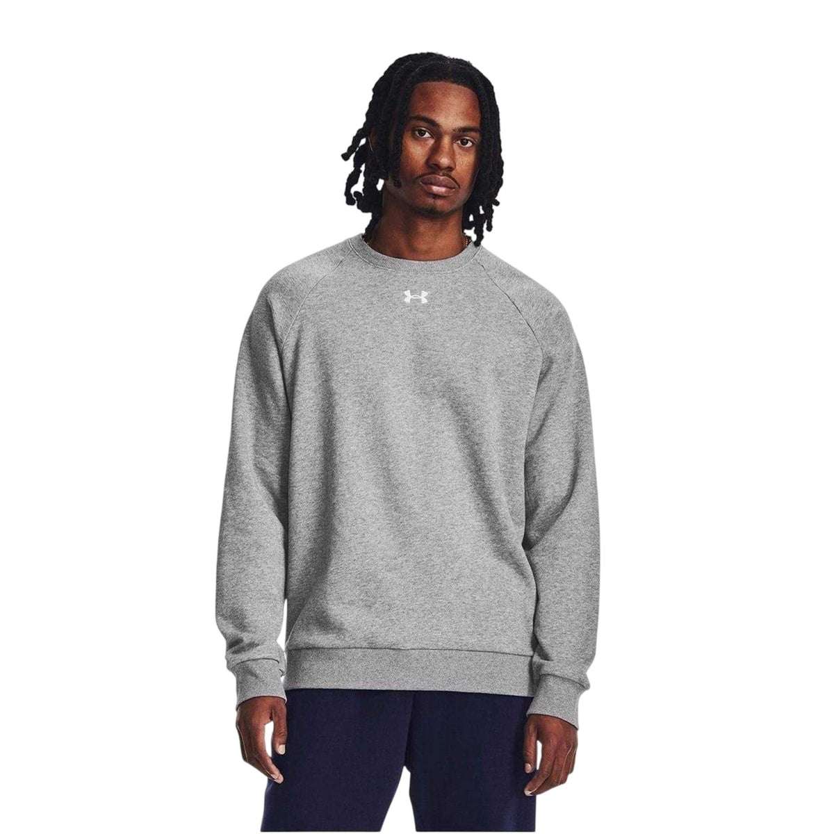 Frost Gray - Side - Under Armour Mens Rival Fleece Sweatshirt