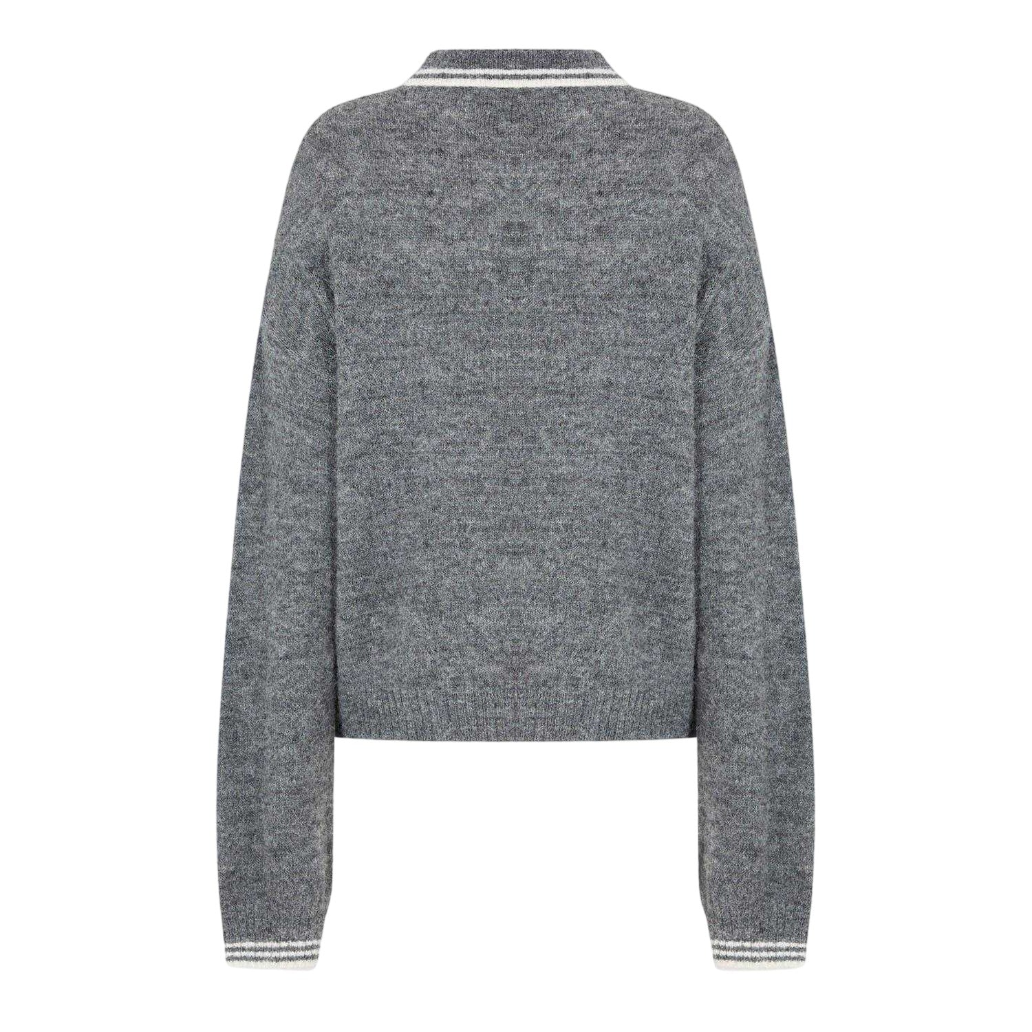 Charcoal - Back - Jack Wills Womens-Ladies Knitted Collared Polo Shirt
