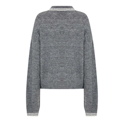 Charcoal - Back - Jack Wills Womens-Ladies Knitted Collared Polo Shirt