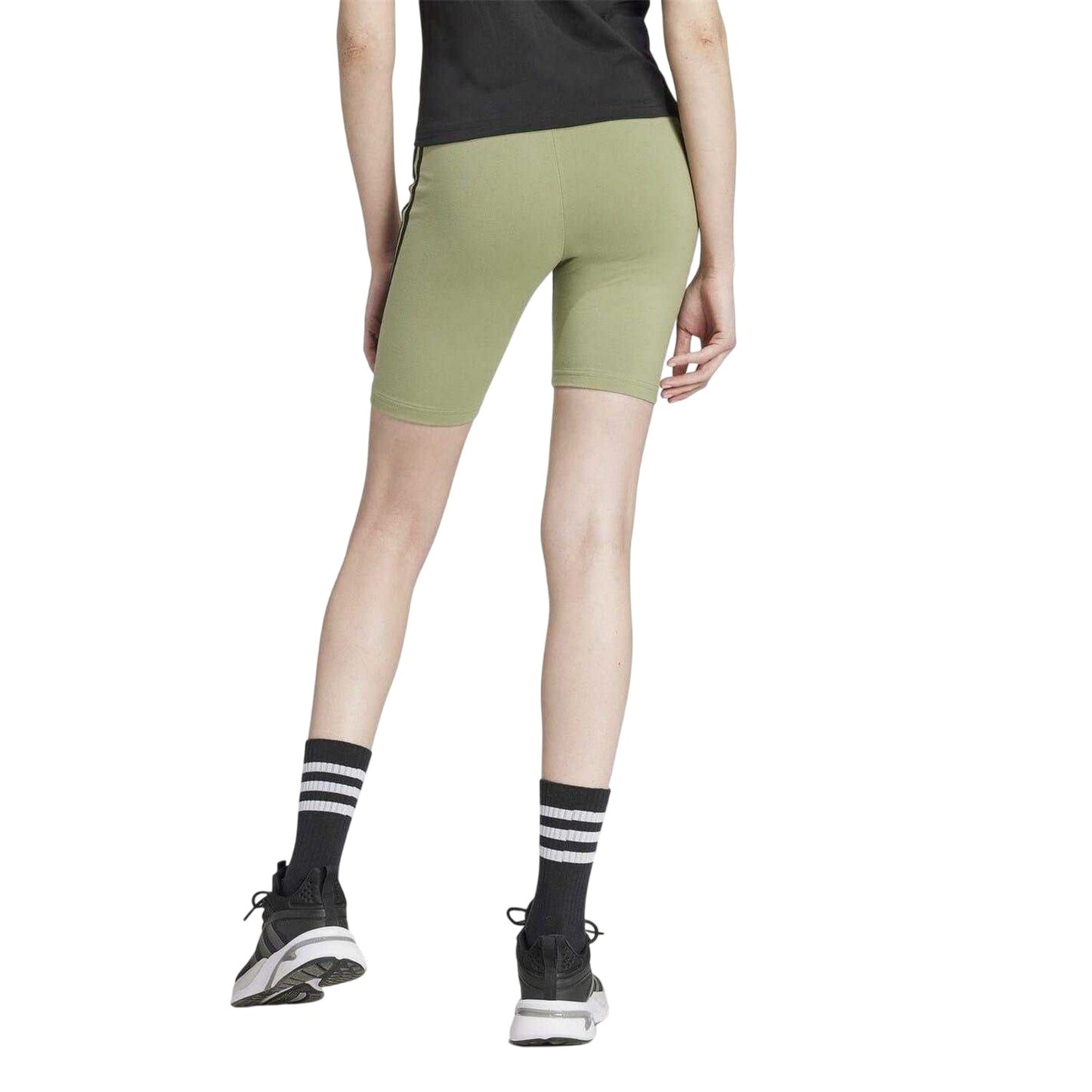 Green - Back - Adidas Womens-Ladies Future Icons High Waist Cycling Shorts