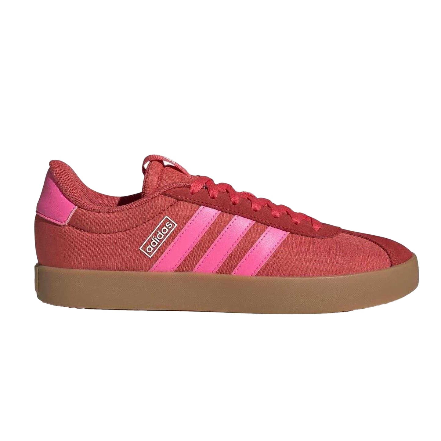 Red - Front - Adidas Womens-Ladies VL Court 3.0 Suede Flat Trainers
