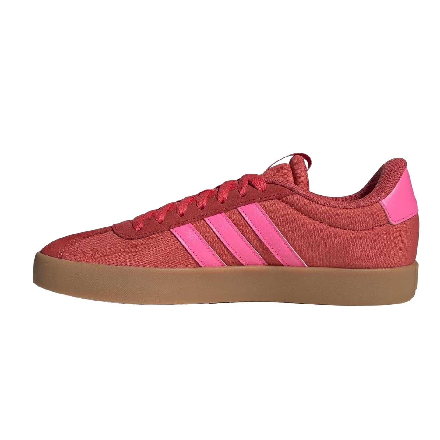 Red - Side - Adidas Womens-Ladies VL Court 3.0 Suede Flat Trainers