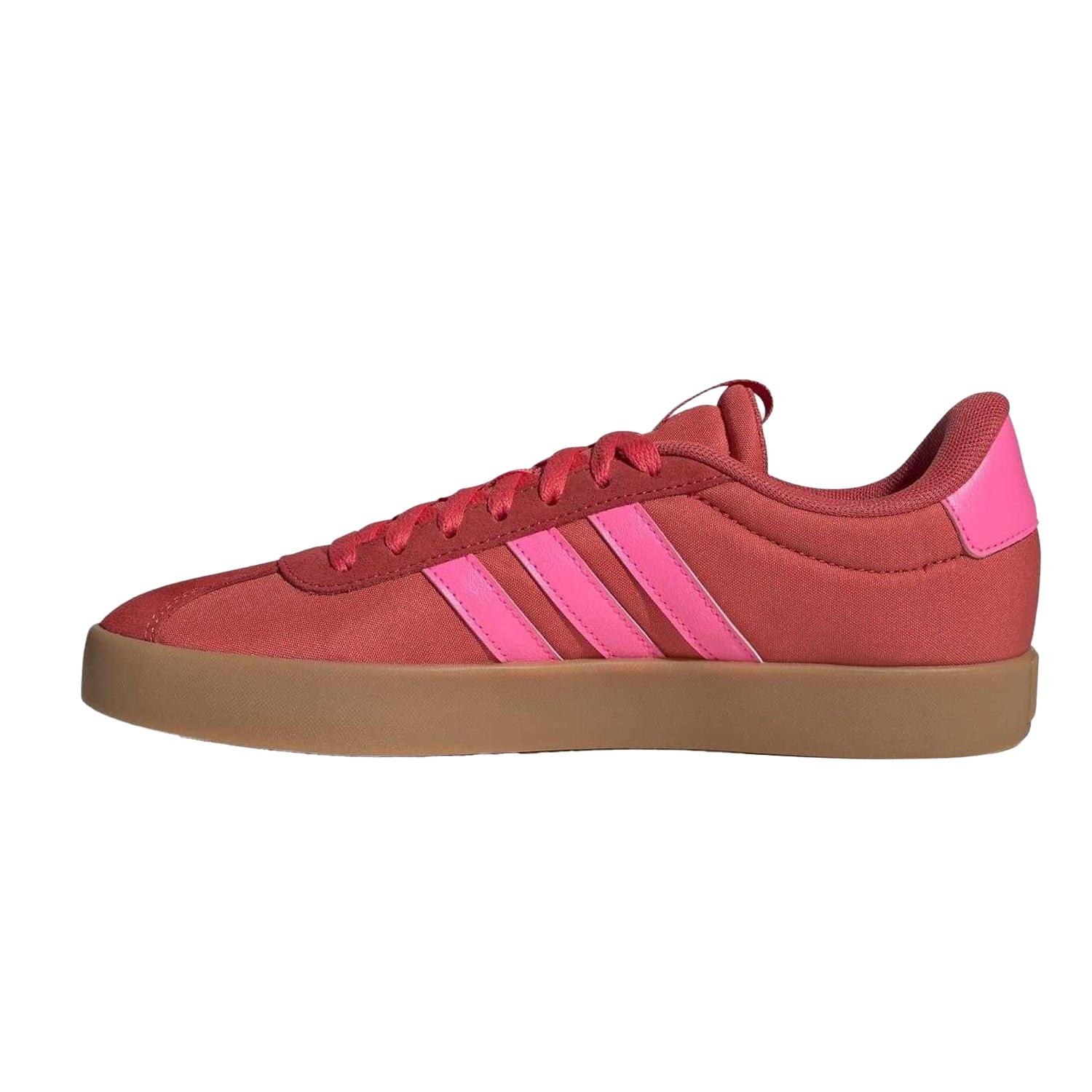 Red - Side - Adidas Womens-Ladies VL Court 3.0 Suede Flat Trainers