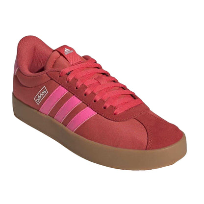 Red - Pack Shot - Adidas Womens-Ladies VL Court 3.0 Suede Flat Trainers