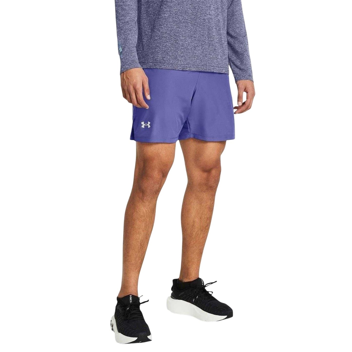 Purple - Side - Under Armour Mens Launch Running Shorts