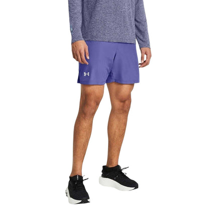Purple - Side - Under Armour Mens Launch Running Shorts