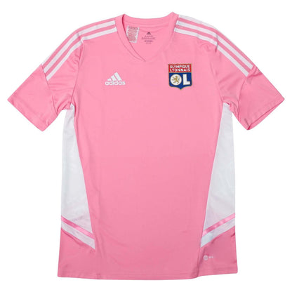 Pink - Front - Adidas Boys Olymipique Lyonnais Training Jersey