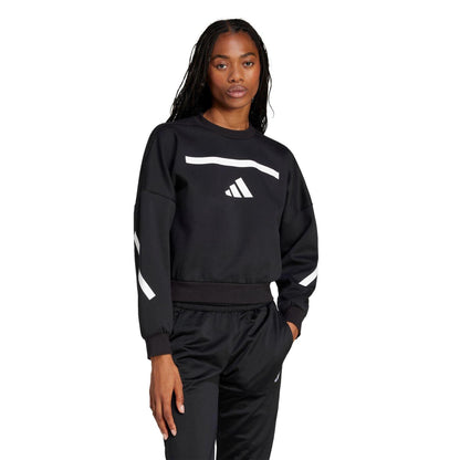 Black - Side - Adidas Womens-Ladies Z.N.E. Relaxed Fit Sweatshirt