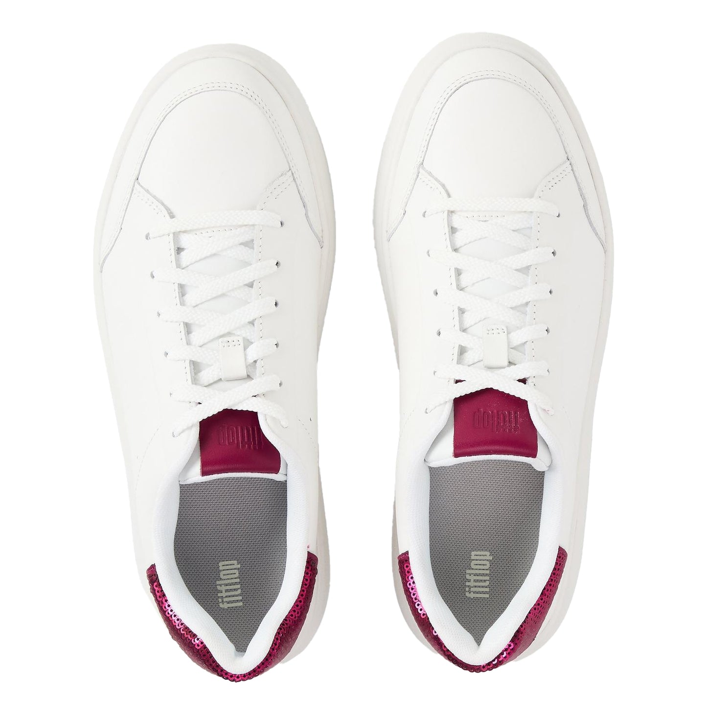 White-Ruby - Side - FitFlop Womens-Ladies Sequin Flatform Trainers