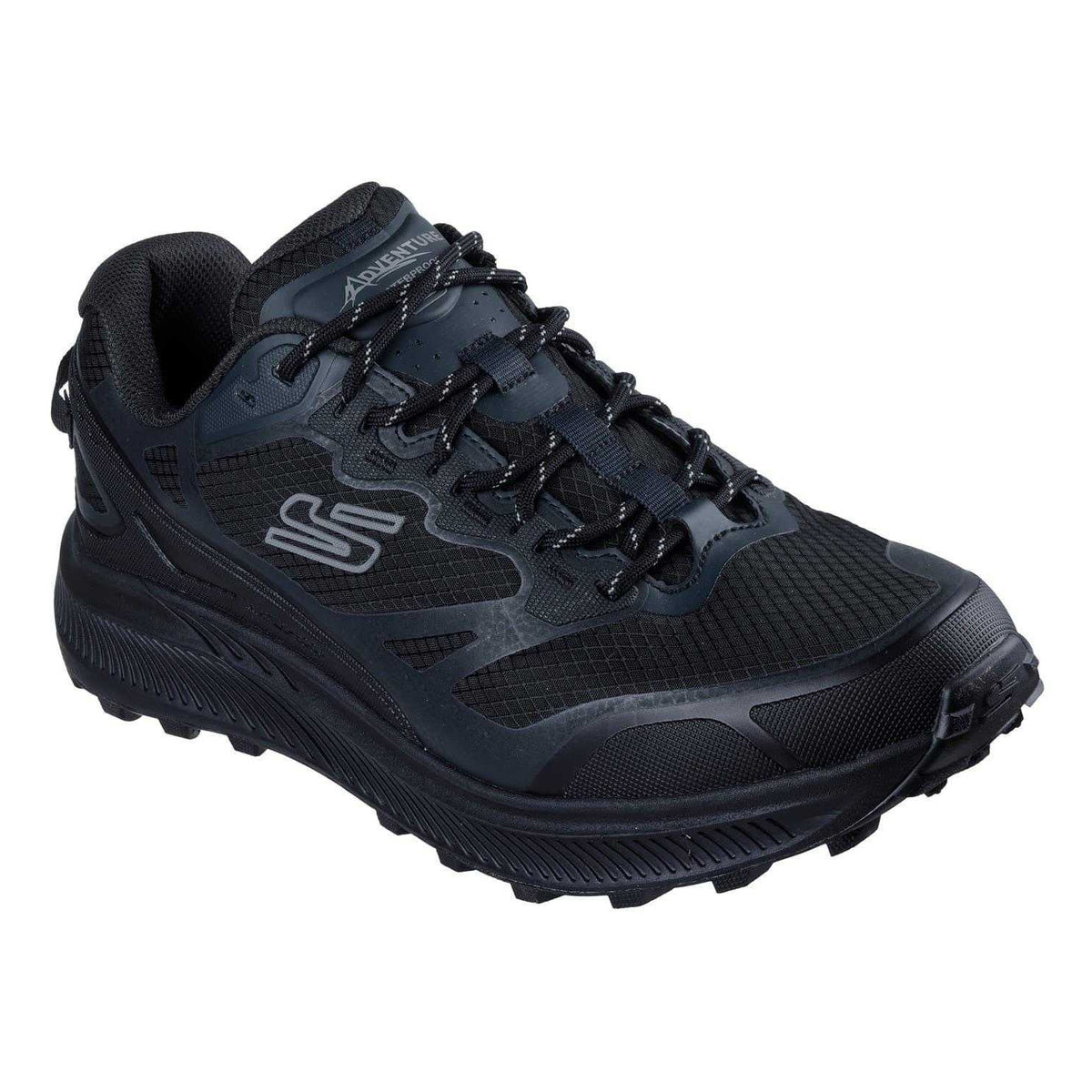 Black - Pack Shot - Skechers Mens Ridgestar Lace Up Flat Trainers
