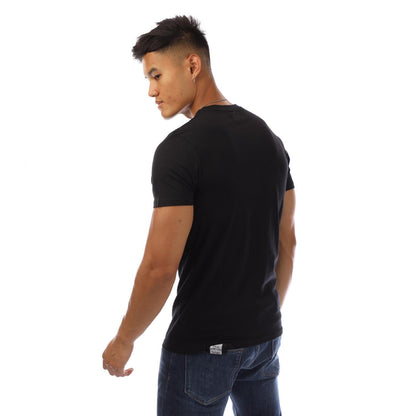 Black-White - Back - Aquascutum Mens London Chest Logo Crew Neck T-Shirt
