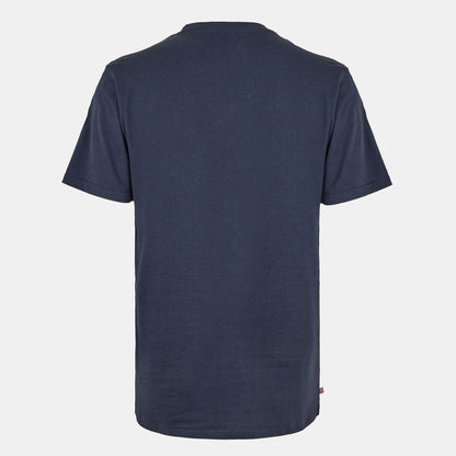 Navy-White - Side - Aquascutum Mens London Chest Logo Crew Neck T-Shirt