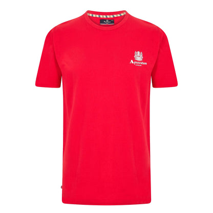 Red-White - Front - Aquascutum Mens London Chest Logo Crew Neck T-Shirt