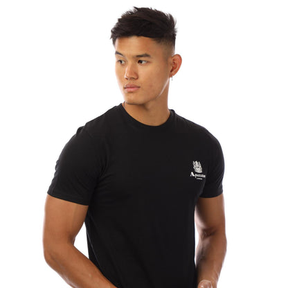 Black-White - Side - Aquascutum Mens London Chest Logo Crew Neck T-Shirt