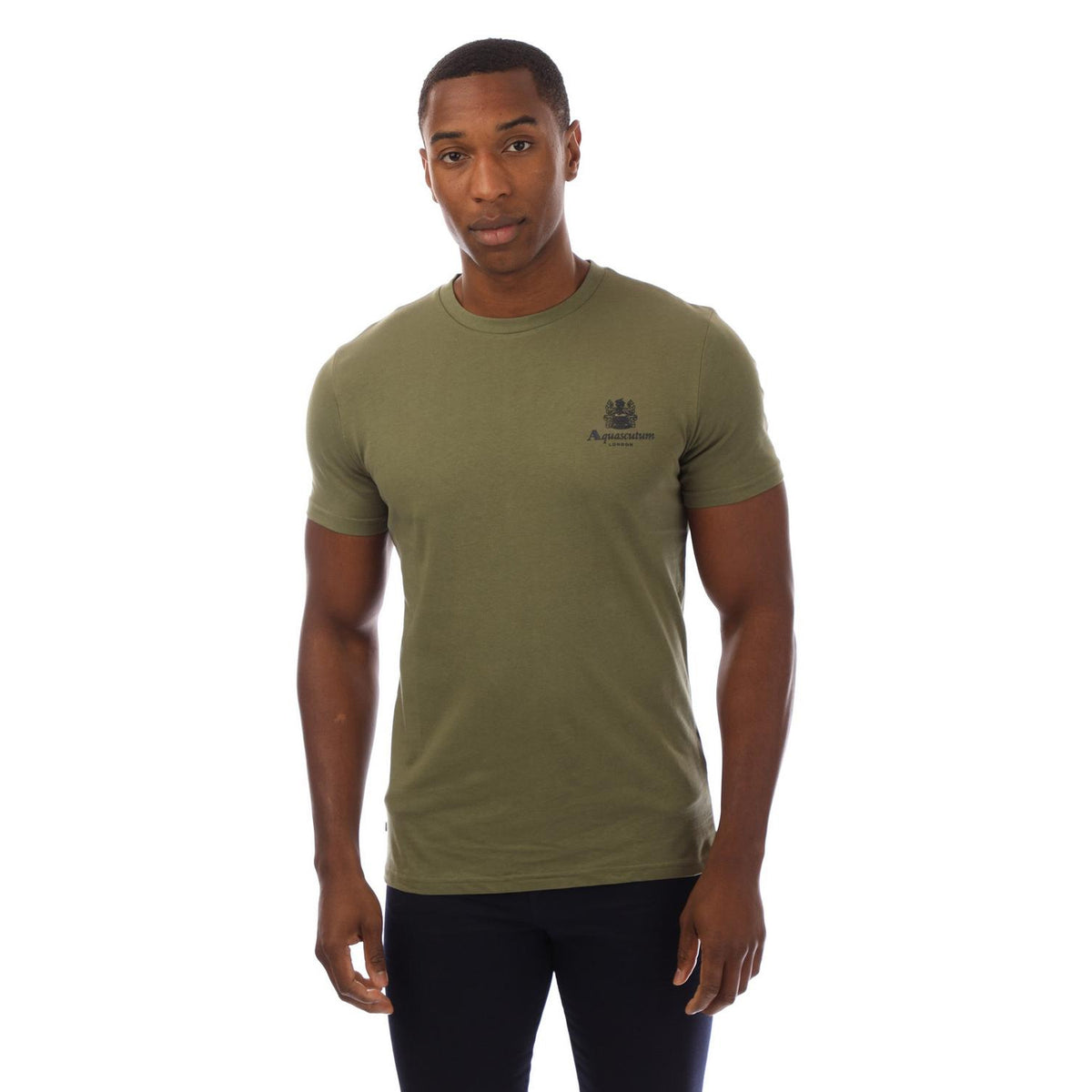 Green-Navy - Front - Aquascutum Mens London Chest Logo Crew Neck T-Shirt