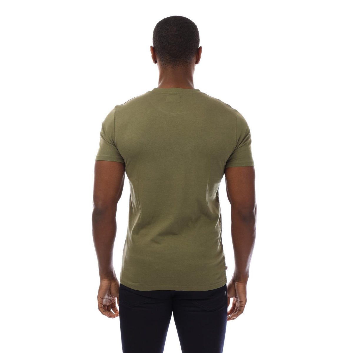 Green-Navy - Back - Aquascutum Mens London Chest Logo Crew Neck T-Shirt