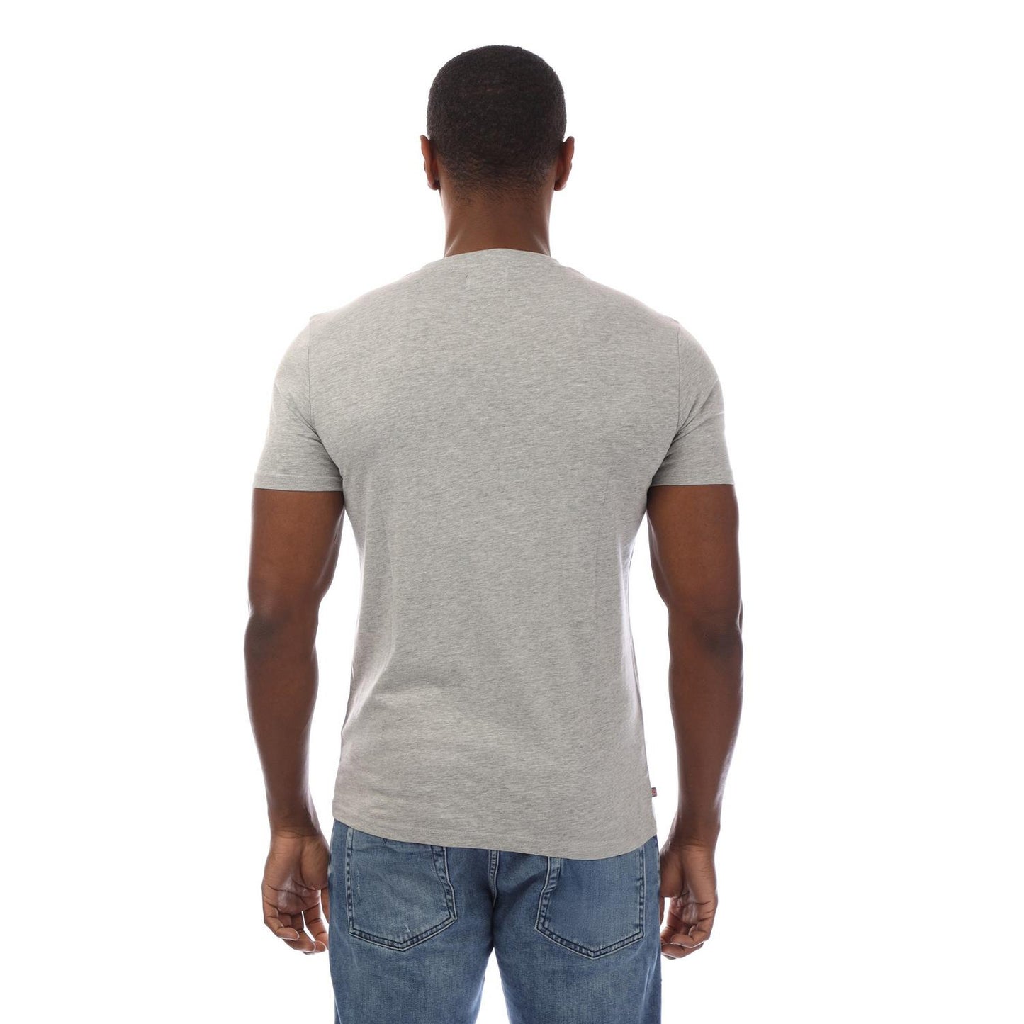 Light Grey-White - Back - Aquascutum Mens London Chest Logo Crew Neck T-Shirt