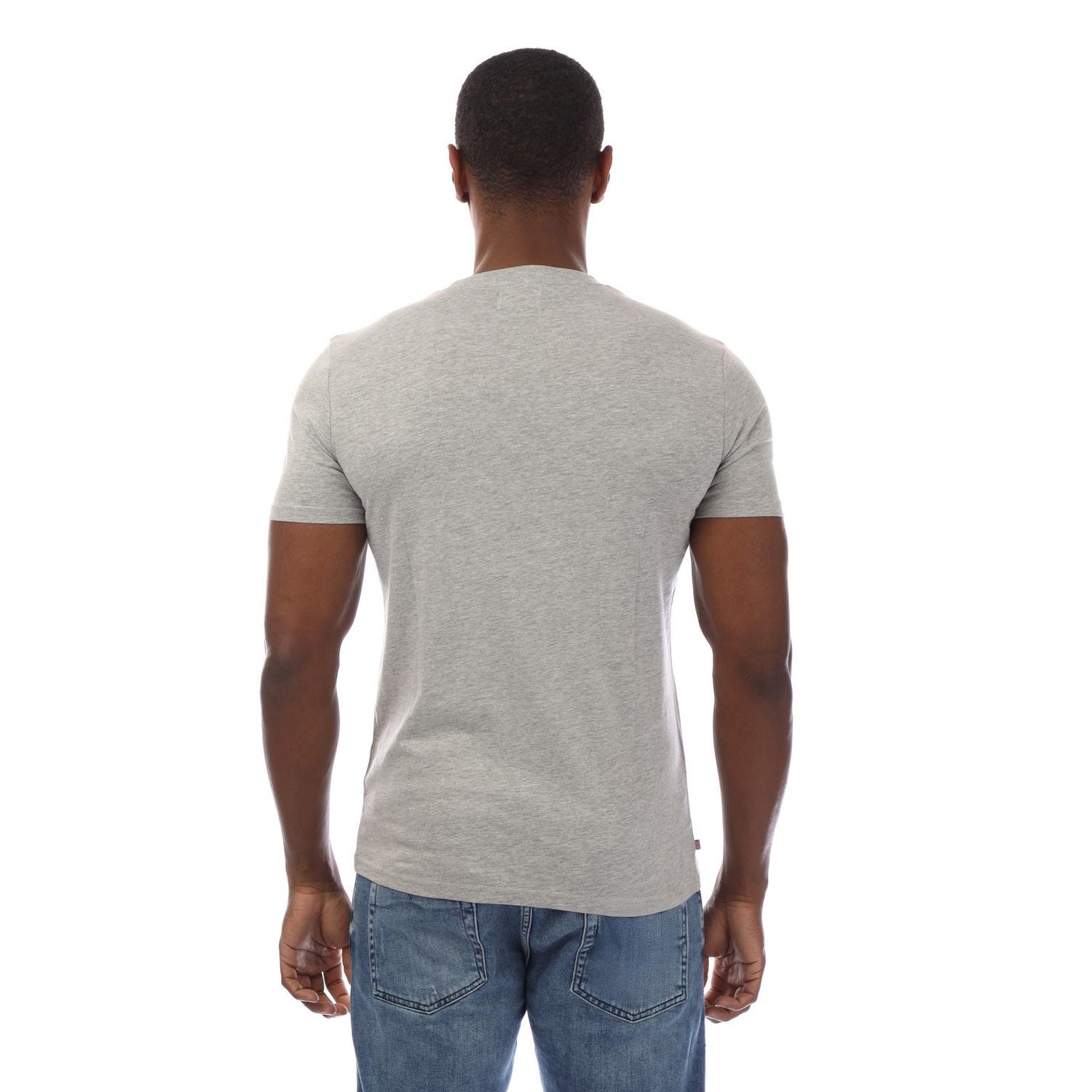 Light Grey-White - Back - Aquascutum Mens London Chest Logo Crew Neck T-Shirt