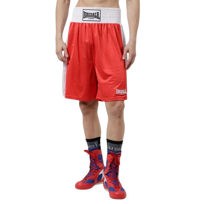Red-White - Front - Lonsdale Mens Boxing Shorts
