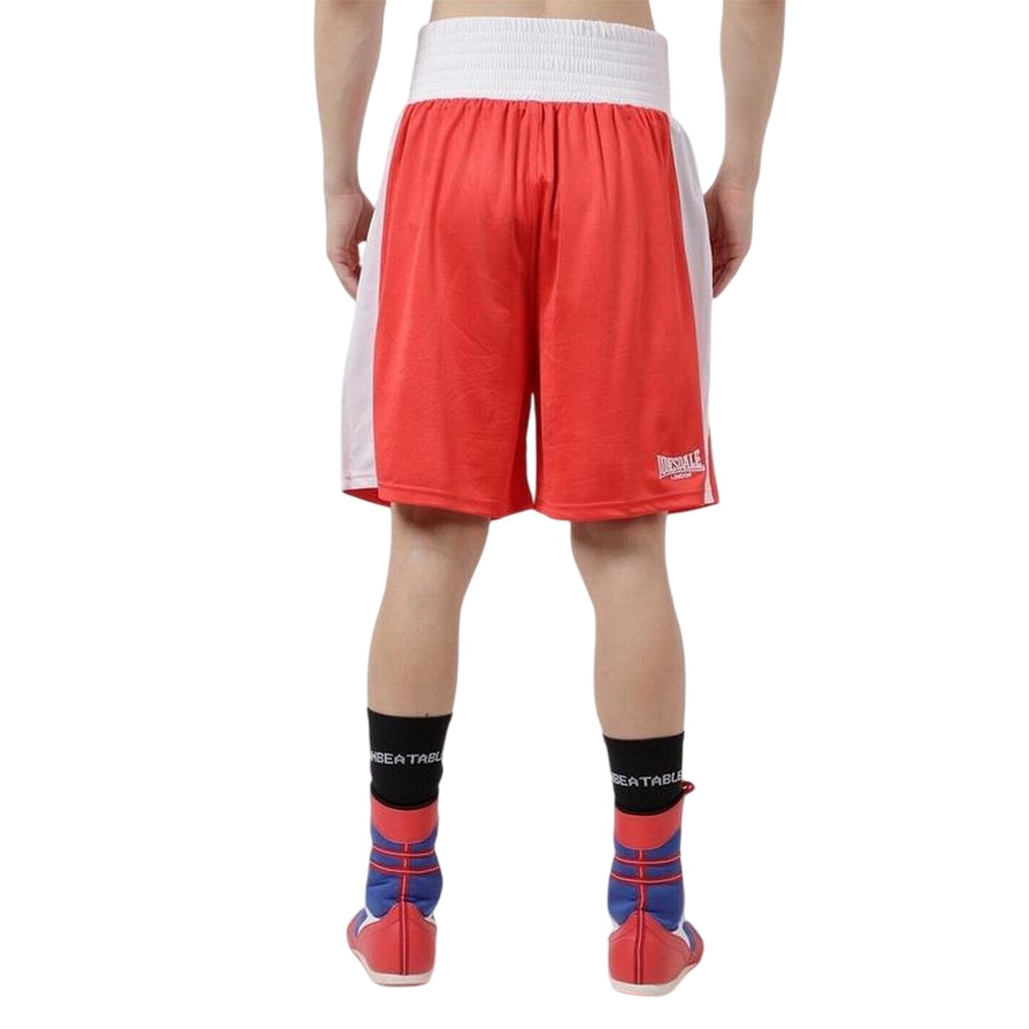 Red-White - Back - Lonsdale Mens Boxing Shorts