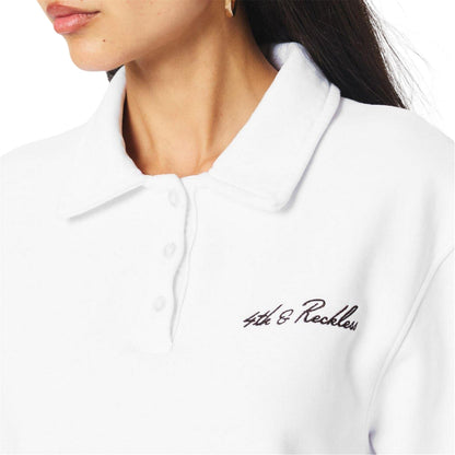White - Side - 4th & Reckless Womens-Ladies Polo Sweatshirt