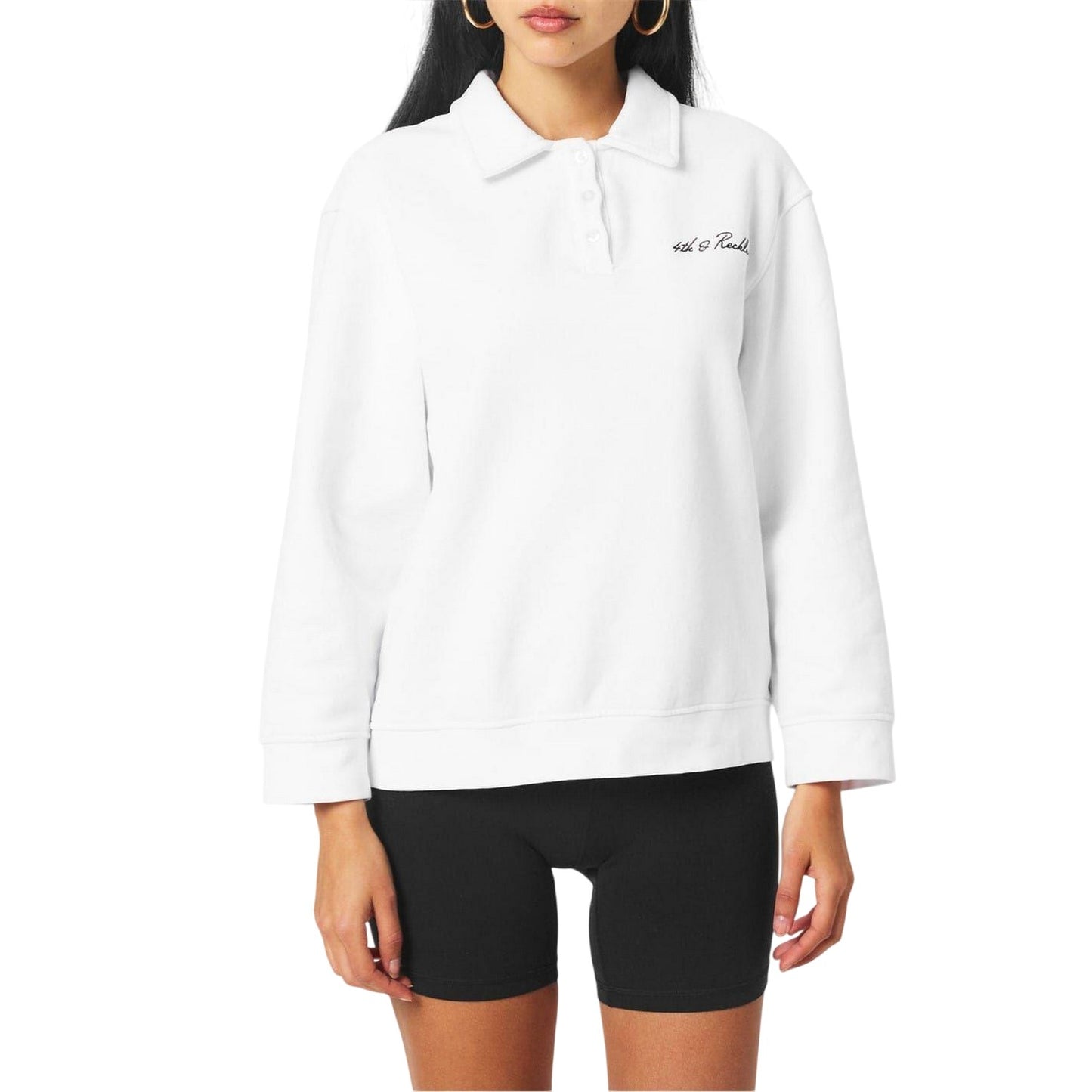 White - Lifestyle - 4th & Reckless Womens-Ladies Polo Sweatshirt
