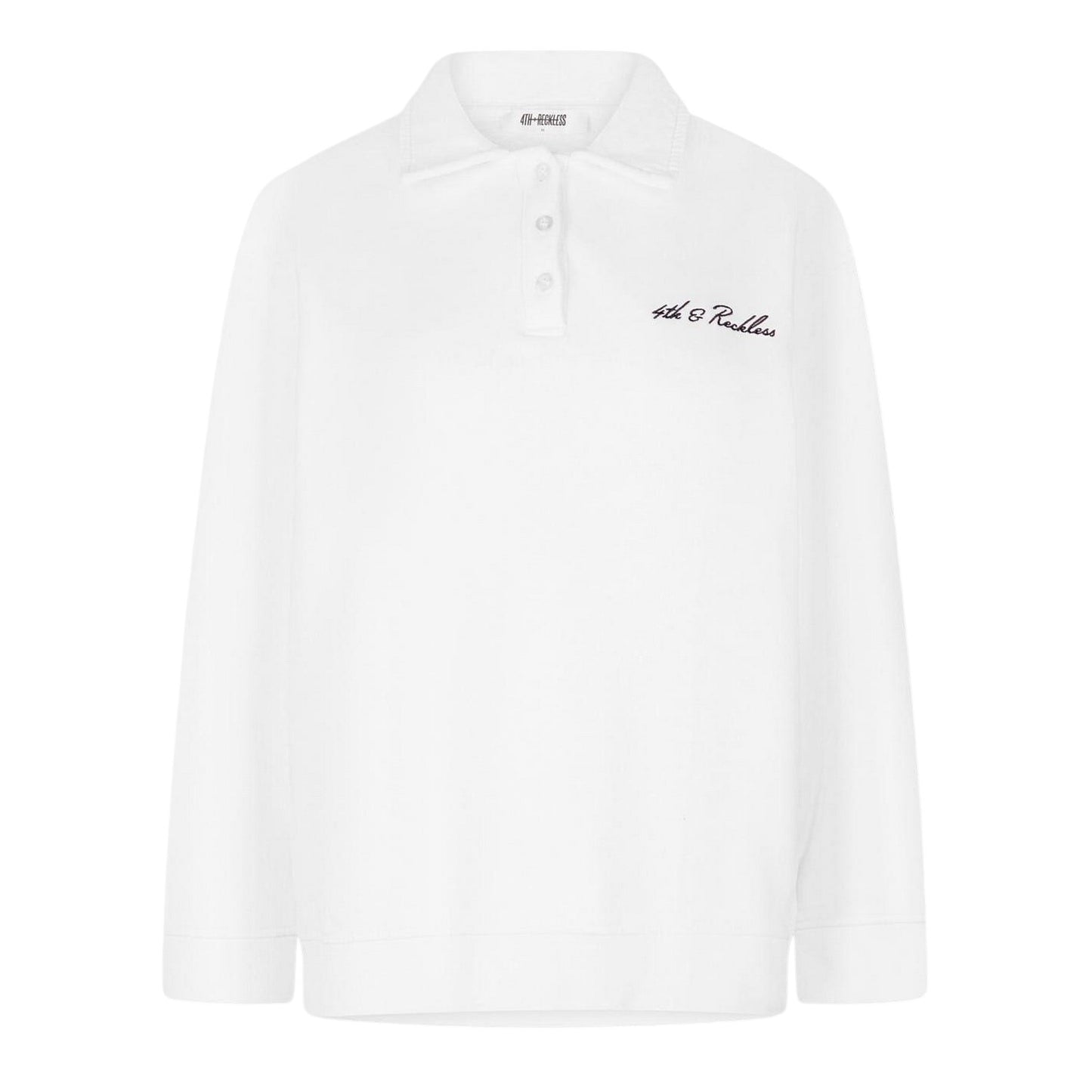 White - Front - 4th & Reckless Womens-Ladies Polo Sweatshirt
