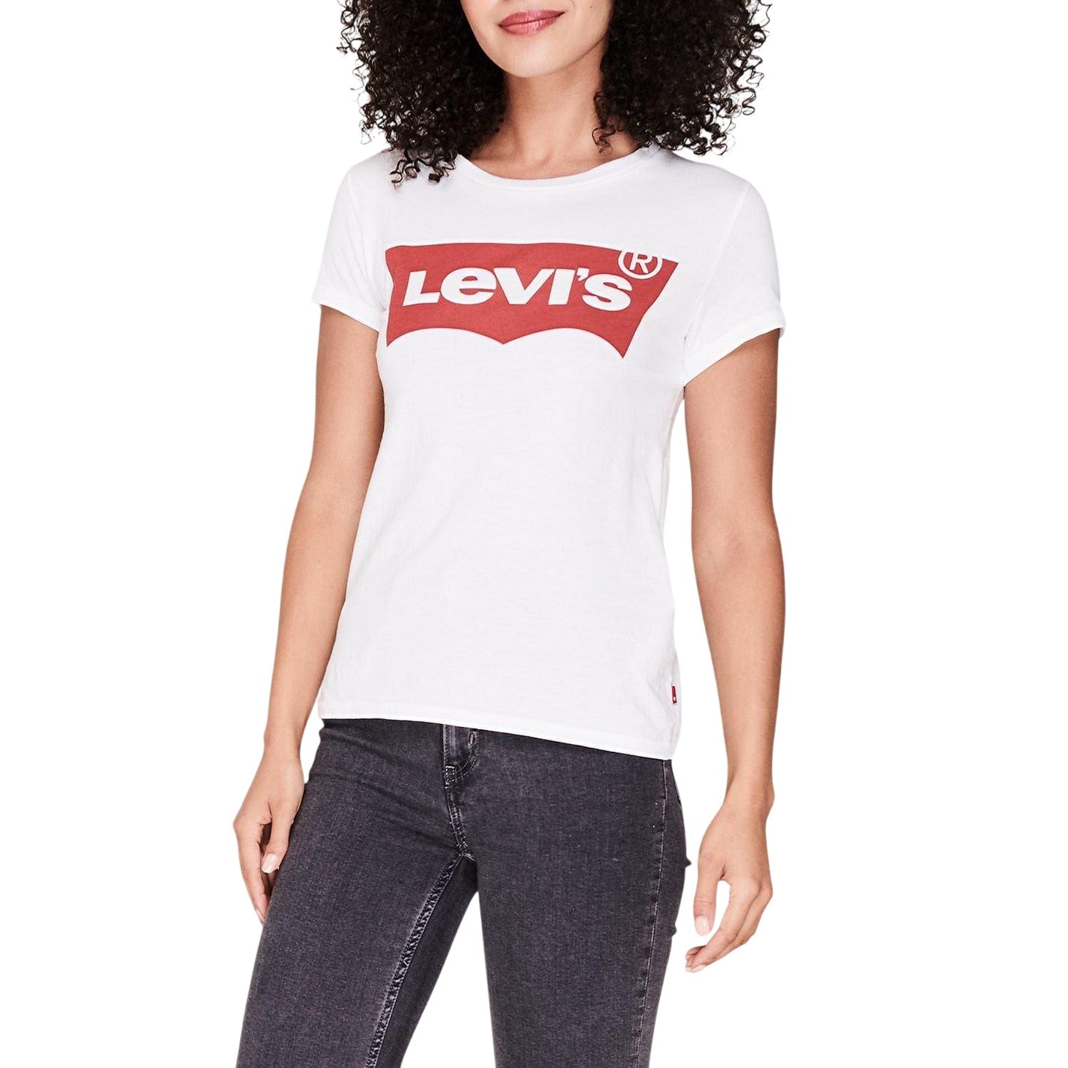 White - Pack Shot - Levis Womens-Ladies Batwing Logo T-Shirt