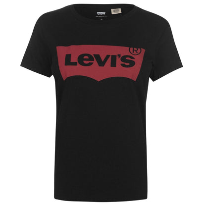 Black - Front - Levis Womens-Ladies Batwing Logo T-Shirt