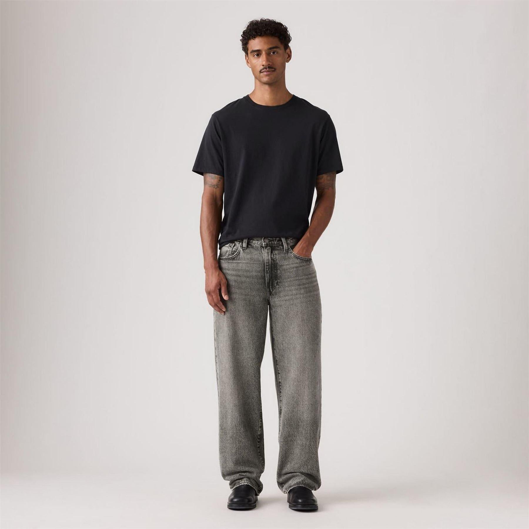 Grey Nights - Back - Levis Mens Wide Leg Baggy Jeans