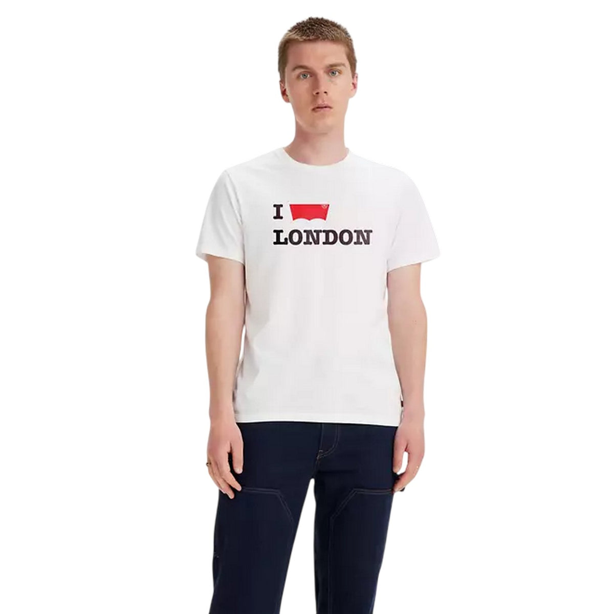 White - Front - Levis Mens London Batwing Logo Crew Neck T-Shirt