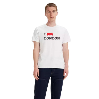White - Front - Levis Mens London Batwing Logo Crew Neck T-Shirt