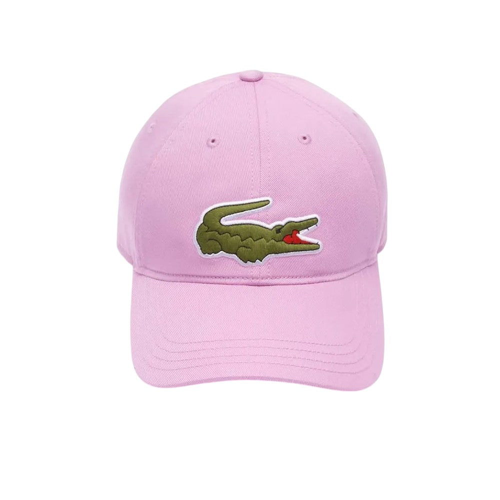 Pink - Front - Lacoste Logo Cotton Twill Adjustable Baseball Cap