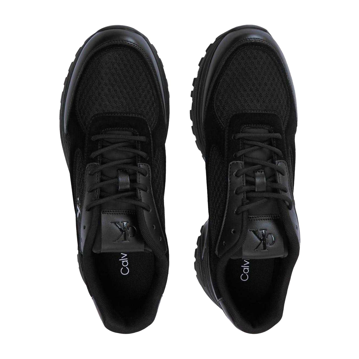 Triple Black - Side - Calvin Klein Mens Hike Runner Leather Trainers