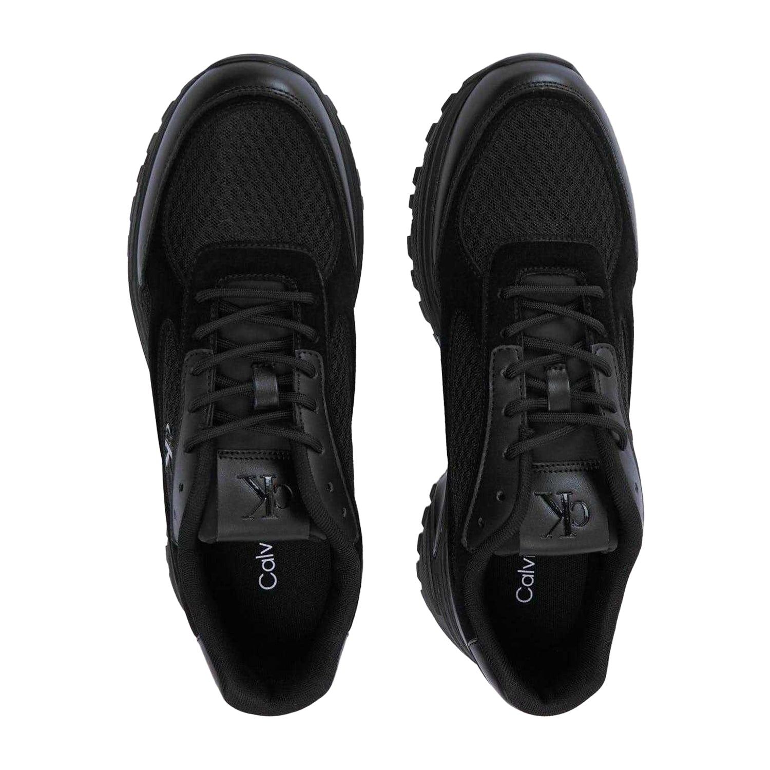 Triple Black - Side - Calvin Klein Mens Hike Runner Leather Trainers