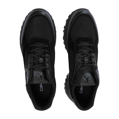 Triple Black - Side - Calvin Klein Mens Hike Runner Leather Trainers